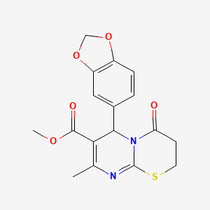 molecular formula C17H16N2O5S B4995168 methyl 6-(1,3-benzodioxol-5-yl)-8-methyl-4-oxo-3,4-dihydro-2H,6H-pyrimido[2,1-b][1,3]thiazine-7-carboxylate CAS No. 5727-02-6