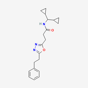 molecular formula C20H25N3O2 B4995248 N-(dicyclopropylmethyl)-3-[5-(2-phenylethyl)-1,3,4-oxadiazol-2-yl]propanamide 