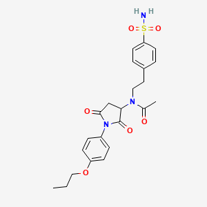 molecular formula C23H27N3O6S B4995311 N-{2-[4-(aminosulfonyl)phenyl]ethyl}-N-[2,5-dioxo-1-(4-propoxyphenyl)-3-pyrrolidinyl]acetamide 