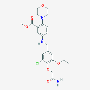 molecular formula C23H28ClN3O6 B499556 METHYL 5-({[4-(CARBAMOYLMETHOXY)-3-CHLORO-5-ETHOXYPHENYL]METHYL}AMINO)-2-(MORPHOLIN-4-YL)BENZOATE 