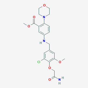 molecular formula C22H26ClN3O6 B499557 METHYL 5-({[4-(CARBAMOYLMETHOXY)-3-CHLORO-5-METHOXYPHENYL]METHYL}AMINO)-2-(MORPHOLIN-4-YL)BENZOATE CAS No. 767347-22-8