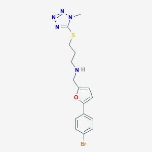 molecular formula C16H18BrN5OS B499597 N-{[5-(4-bromophenyl)furan-2-yl]methyl}-3-[(1-methyl-1H-tetrazol-5-yl)sulfanyl]propan-1-amine 