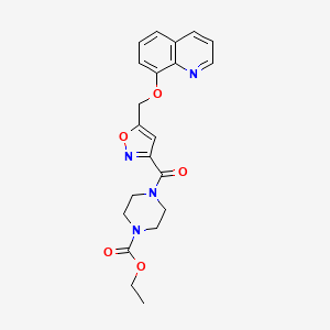 molecular formula C21H22N4O5 B4996739 ethyl 4-({5-[(8-quinolinyloxy)methyl]-3-isoxazolyl}carbonyl)-1-piperazinecarboxylate 