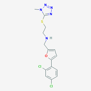 molecular formula C15H15Cl2N5OS B499674 N-{[5-(2,4-dichlorophenyl)furan-2-yl]methyl}-2-[(1-methyl-1H-tetrazol-5-yl)sulfanyl]ethanamine 