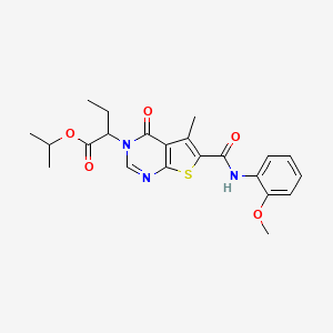 molecular formula C22H25N3O5S B4996783 Propan-2-yl 2-[6-[(2-methoxyphenyl)carbamoyl]-5-methyl-4-oxothieno[2,3-d]pyrimidin-3-yl]butanoate 