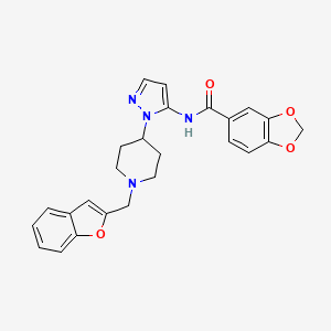 molecular formula C25H24N4O4 B4996791 N-{1-[1-(1-benzofuran-2-ylmethyl)-4-piperidinyl]-1H-pyrazol-5-yl}-1,3-benzodioxole-5-carboxamide 
