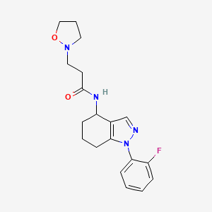 molecular formula C19H23FN4O2 B4996805 N-[1-(2-fluorophenyl)-4,5,6,7-tetrahydro-1H-indazol-4-yl]-3-(2-isoxazolidinyl)propanamide 