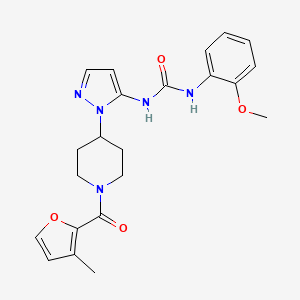molecular formula C22H25N5O4 B4996828 N-(2-methoxyphenyl)-N'-{1-[1-(3-methyl-2-furoyl)-4-piperidinyl]-1H-pyrazol-5-yl}urea 