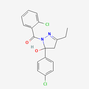 molecular formula C18H16Cl2N2O2 B4996951 (2-chlorophenyl)-[5-(4-chlorophenyl)-3-ethyl-5-hydroxy-4H-pyrazol-1-yl]methanone 