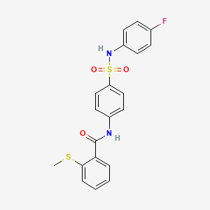 molecular formula C20H17FN2O3S2 B4996955 N-(4-{[(4-fluorophenyl)amino]sulfonyl}phenyl)-2-(methylthio)benzamide 