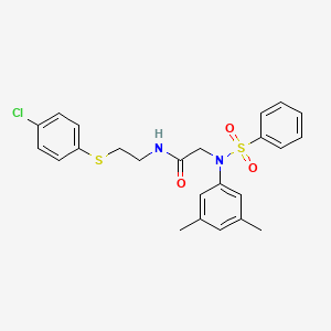 molecular formula C24H25ClN2O3S2 B4997051 N~1~-{2-[(4-chlorophenyl)thio]ethyl}-N~2~-(3,5-dimethylphenyl)-N~2~-(phenylsulfonyl)glycinamide 