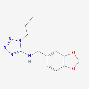 molecular formula C12H13N5O2 B499709 N-[(2H-1,3-BENZODIOXOL-5-YL)METHYL]-1-(PROP-2-EN-1-YL)-1H-1,2,3,4-TETRAZOL-5-AMINE CAS No. 878424-42-1