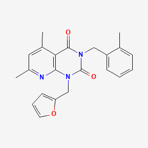 molecular formula C22H21N3O3 B4997131 1-[(FURAN-2-YL)METHYL]-5,7-DIMETHYL-3-[(2-METHYLPHENYL)METHYL]-1H,2H,3H,4H-PYRIDO[2,3-D]PYRIMIDINE-2,4-DIONE 