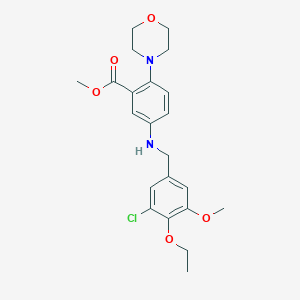 molecular formula C22H27ClN2O5 B499717 Methyl 5-[(3-chloro-4-ethoxy-5-methoxybenzyl)amino]-2-(4-morpholinyl)benzoate 
