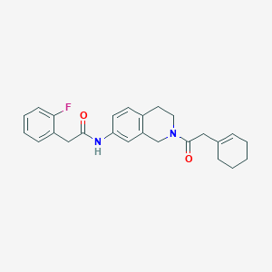 molecular formula C25H27FN2O2 B4997363 N-[2-[2-(cyclohexen-1-yl)acetyl]-3,4-dihydro-1H-isoquinolin-7-yl]-2-(2-fluorophenyl)acetamide 