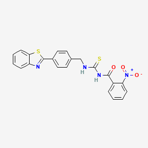 molecular formula C22H16N4O3S2 B4997379 N-({[4-(1,3-benzothiazol-2-yl)benzyl]amino}carbonothioyl)-2-nitrobenzamide 