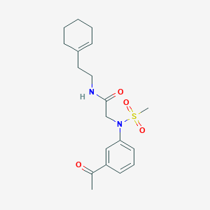 molecular formula C19H26N2O4S B4997427 N~2~-(3-acetylphenyl)-N~1~-[2-(1-cyclohexen-1-yl)ethyl]-N~2~-(methylsulfonyl)glycinamide 