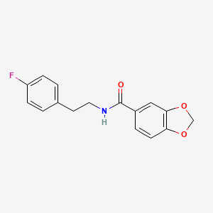 molecular formula C16H14FNO3 B4997680 N-[2-(4-FLUOROPHENYL)ETHYL]-2H-1,3-BENZODIOXOLE-5-CARBOXAMIDE 