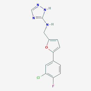 molecular formula C13H10ClFN4O B499780 N-{[5-(3-chloro-4-fluorophenyl)furan-2-yl]methyl}-1H-1,2,4-triazol-3-amine 
