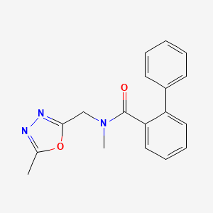 molecular formula C18H17N3O2 B4997808 N-methyl-N-[(5-methyl-1,3,4-oxadiazol-2-yl)methyl]-2-phenylbenzamide 