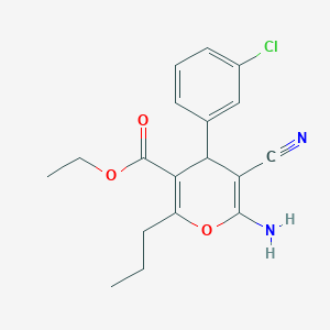 molecular formula C18H19ClN2O3 B4997811 ethyl 6-amino-4-(3-chlorophenyl)-5-cyano-2-propyl-4H-pyran-3-carboxylate 