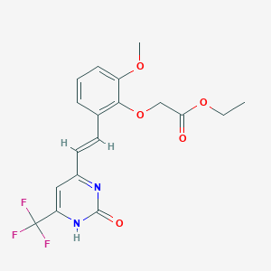 molecular formula C18H17F3N2O5 B4997889 ethyl (2-methoxy-6-{2-[2-oxo-6-(trifluoromethyl)-1,2-dihydro-4-pyrimidinyl]vinyl}phenoxy)acetate 