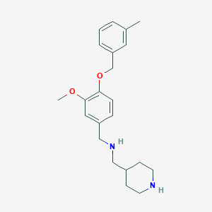 molecular formula C22H30N2O2 B499790 1-{3-methoxy-4-[(3-methylbenzyl)oxy]phenyl}-N-(piperidin-4-ylmethyl)methanamine 
