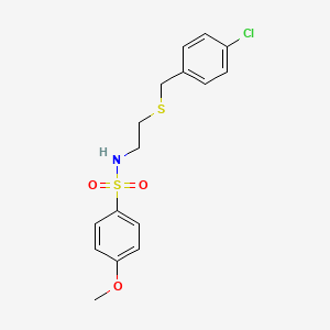 molecular formula C16H18ClNO3S2 B4998038 N-{2-[(4-chlorobenzyl)thio]ethyl}-4-methoxybenzenesulfonamide 