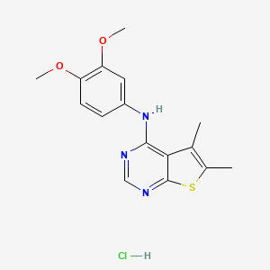 molecular formula C16H18ClN3O2S B4998165 N-(3,4-dimethoxyphenyl)-5,6-dimethylthieno[2,3-d]pyrimidin-4-amine hydrochloride 