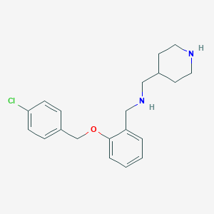 molecular formula C20H25ClN2O B499833 1-{2-[(4-chlorobenzyl)oxy]phenyl}-N-(piperidin-4-ylmethyl)methanamine 