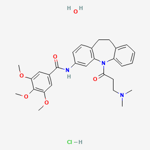 molecular formula C29H36ClN3O6 B4998409 N-[11-[3-(dimethylamino)propanoyl]-5,6-dihydrobenzo[b][1]benzazepin-2-yl]-3,4,5-trimethoxybenzamide;hydrate;hydrochloride 