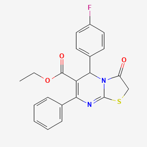 molecular formula C21H17FN2O3S B4998424 ETHYL 5-(4-FLUOROPHENYL)-3-OXO-7-PHENYL-2H,5H-[1,3]THIAZOLO[3,2-A]PYRIMIDINE-6-CARBOXYLATE 