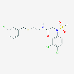 molecular formula C18H19Cl3N2O3S2 B4998499 N~1~-{2-[(3-chlorobenzyl)thio]ethyl}-N~2~-(3,4-dichlorophenyl)-N~2~-(methylsulfonyl)glycinamide 