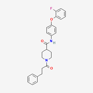 molecular formula C27H27FN2O3 B4998551 N-[4-(2-fluorophenoxy)phenyl]-1-(3-phenylpropanoyl)-4-piperidinecarboxamide 