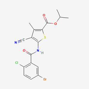 molecular formula C17H14BrClN2O3S B4998589 isopropyl 5-[(5-bromo-2-chlorobenzoyl)amino]-4-cyano-3-methyl-2-thiophenecarboxylate 