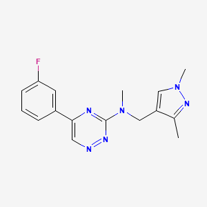 molecular formula C16H17FN6 B4998836 N-[(1,3-dimethyl-1H-pyrazol-4-yl)methyl]-5-(3-fluorophenyl)-N-methyl-1,2,4-triazin-3-amine 
