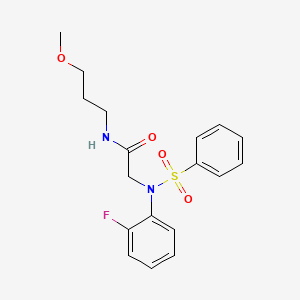 molecular formula C18H21FN2O4S B4998877 N~2~-(2-fluorophenyl)-N~1~-(3-methoxypropyl)-N~2~-(phenylsulfonyl)glycinamide 