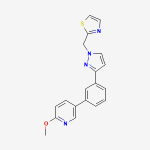 molecular formula C19H16N4OS B4998985 2-[[3-[3-(6-Methoxypyridin-3-yl)phenyl]pyrazol-1-yl]methyl]-1,3-thiazole 