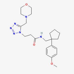 molecular formula C22H32N6O3 B4999112 N-{[1-(4-methoxyphenyl)cyclopentyl]methyl}-3-[5-(4-morpholinylmethyl)-1H-tetrazol-1-yl]propanamide 