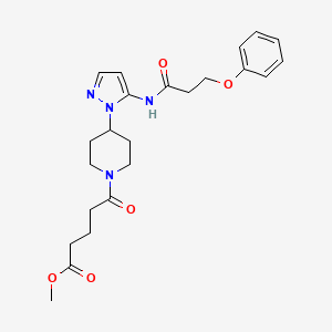 molecular formula C23H30N4O5 B4999195 Methyl 5-oxo-5-[4-[5-(3-phenoxypropanoylamino)pyrazol-1-yl]piperidin-1-yl]pentanoate 