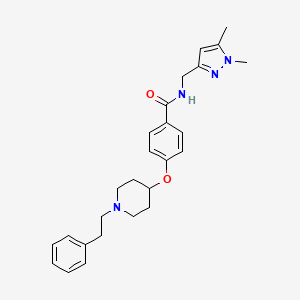 molecular formula C26H32N4O2 B4999337 N-[(1,5-dimethyl-1H-pyrazol-3-yl)methyl]-4-{[1-(2-phenylethyl)-4-piperidinyl]oxy}benzamide 