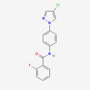 molecular formula C16H11ClFN3O B4999392 N-[4-(4-chloropyrazol-1-yl)phenyl]-2-fluorobenzamide 