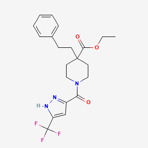 molecular formula C21H24F3N3O3 B4999477 ethyl 4-(2-phenylethyl)-1-{[3-(trifluoromethyl)-1H-pyrazol-5-yl]carbonyl}-4-piperidinecarboxylate 