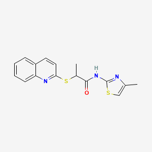 molecular formula C16H15N3OS2 B4999575 N-(4-methyl-1,3-thiazol-2-yl)-2-quinolin-2-ylsulfanylpropanamide 