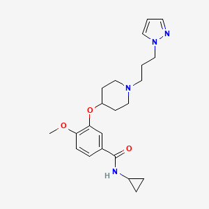molecular formula C22H30N4O3 B4999683 N-cyclopropyl-4-methoxy-3-({1-[3-(1H-pyrazol-1-yl)propyl]-4-piperidinyl}oxy)benzamide 