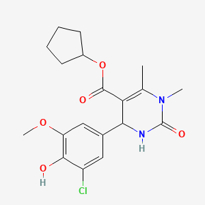 molecular formula C19H23ClN2O5 B4999693 Cyclopentyl 4-(3-chloro-4-hydroxy-5-methoxyphenyl)-1,6-dimethyl-2-oxo-1,2,3,4-tetrahydropyrimidine-5-carboxylate 