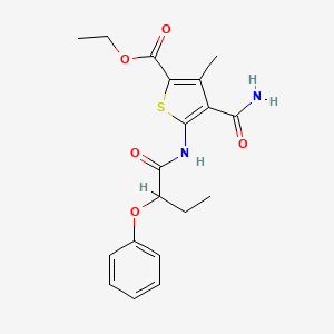 molecular formula C19H22N2O5S B4999710 Ethyl 4-carbamoyl-3-methyl-5-[(2-phenoxybutanoyl)amino]thiophene-2-carboxylate 