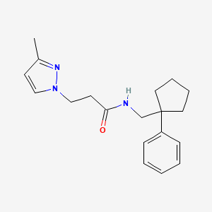 molecular formula C19H25N3O B4999748 3-(3-methyl-1H-pyrazol-1-yl)-N-[(1-phenylcyclopentyl)methyl]propanamide 