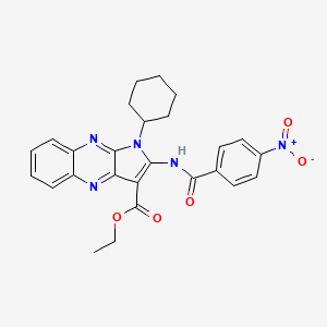 molecular formula C26H25N5O5 B4999773 Ethyl 1-cyclohexyl-2-[(4-nitrobenzoyl)amino]pyrrolo[3,2-b]quinoxaline-3-carboxylate 