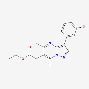 molecular formula C18H18BrN3O2 B4999788 Ethyl 2-[3-(3-bromophenyl)-5,7-dimethylpyrazolo[1,5-a]pyrimidin-6-yl]acetate 
